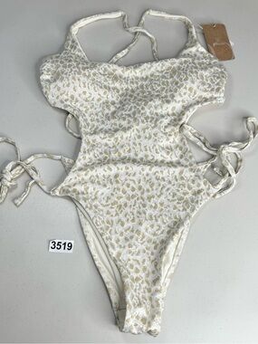 Berlook White Leopard Cross One Piece Swimsuit Small New